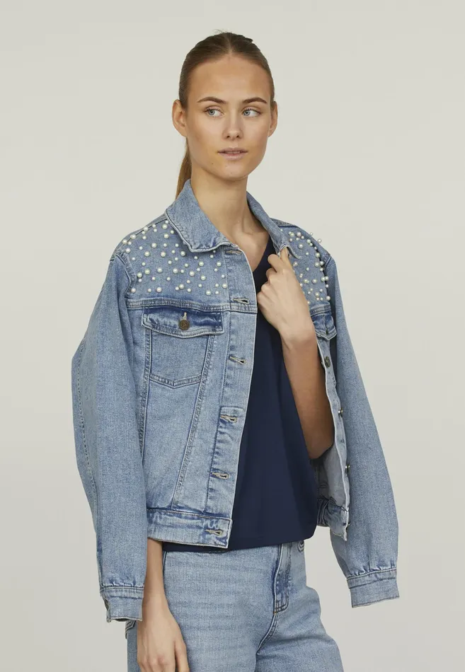 Women Sisters Point Jackets and Waistcoats OVOJA1 L Blue Usedpearls