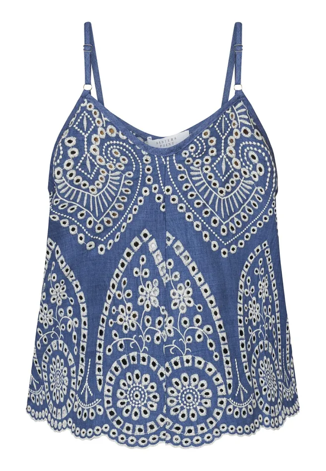 Women Sisters Point Tops GILMAST Denim Bluecream