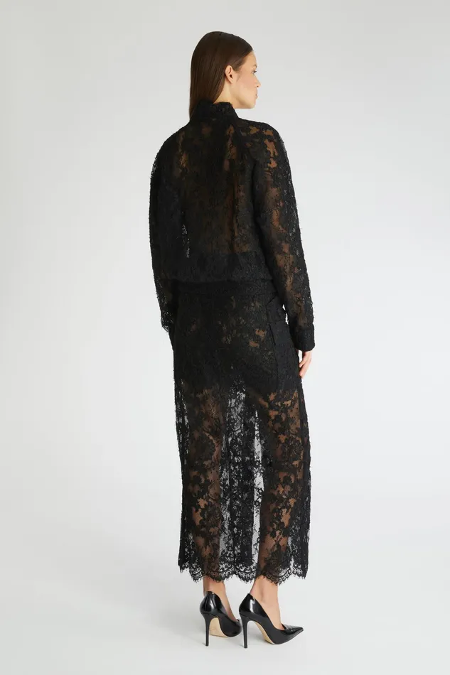 Women Skirts Ermanno Scervino Black Lace Midi Skirt With Pockets 8211 Ermanno Scervino Black