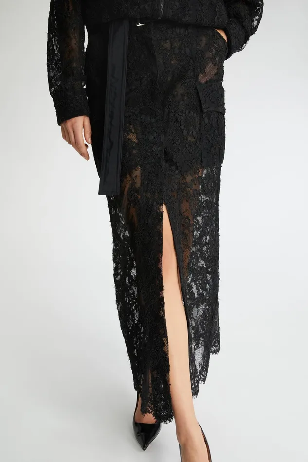 Women Skirts Ermanno Scervino Black Lace Midi Skirt With Pockets 8211 Ermanno Scervino Black