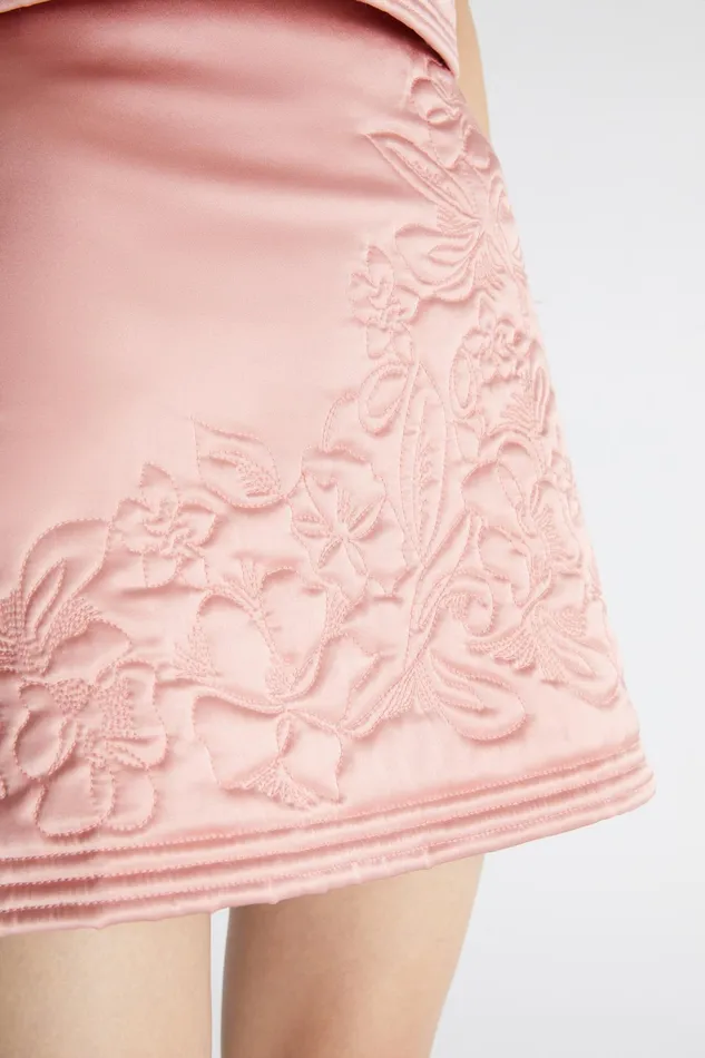 Women Skirts Ermanno Scervino Designer Floral Quilted Mini Skirt 8211 Ermanno Scervino Pink