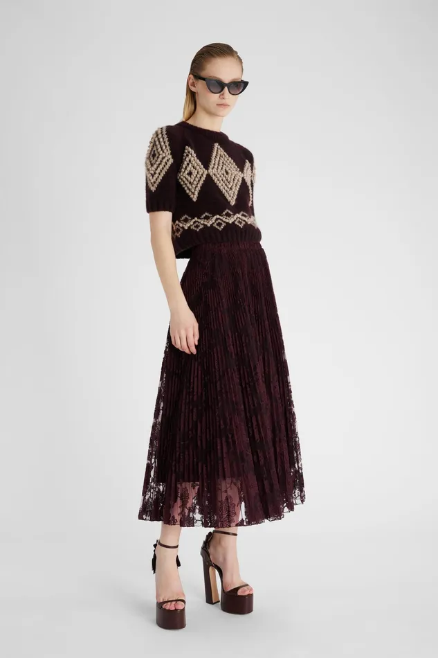 Women Skirts Ermanno Scervino Designer Pleated Lace Skirt 8211 Ermanno Scervino