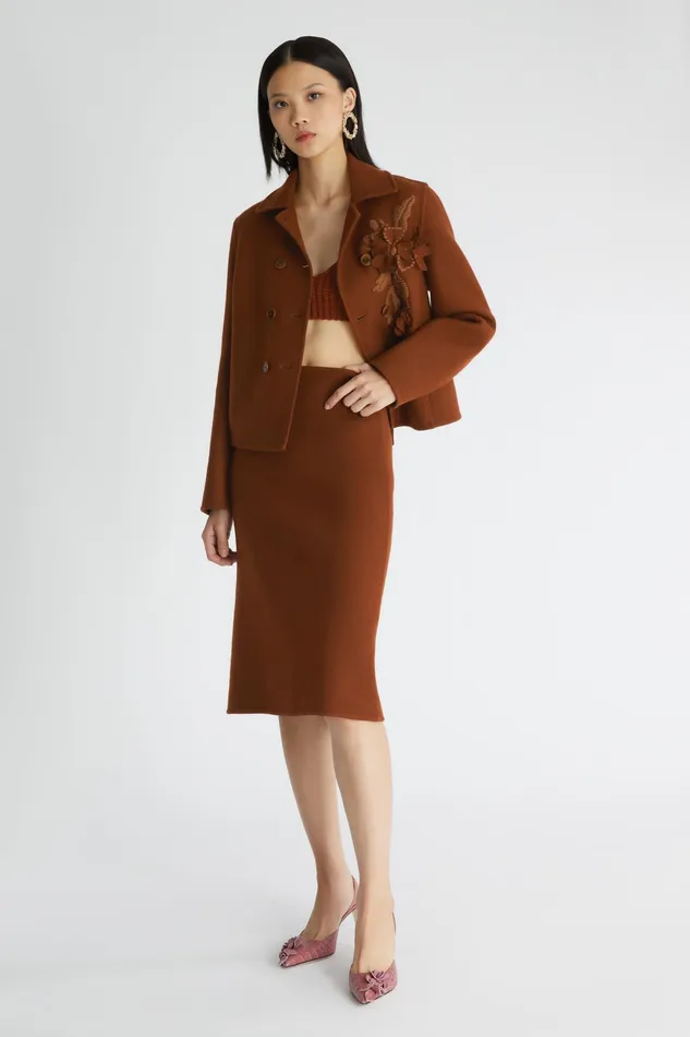 Women Skirts Ermanno Scervino Elegant Brown Wool Pencil Skirt 8211 Ermanno Scervino Brown