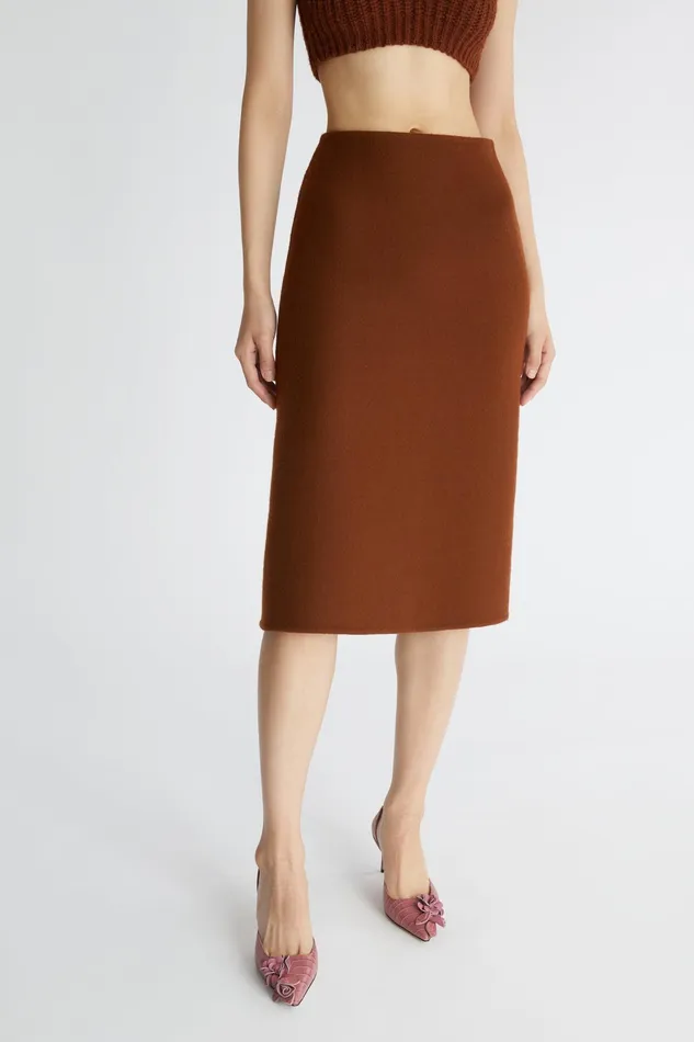 Women Skirts Ermanno Scervino Elegant Brown Wool Pencil Skirt 8211 Ermanno Scervino Brown