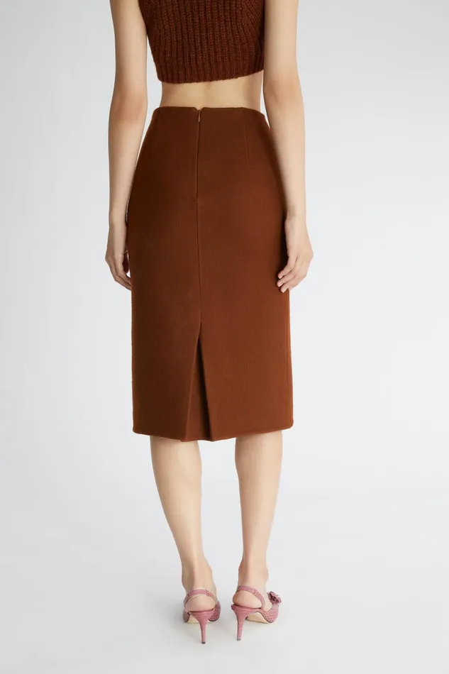Women Skirts Ermanno Scervino Elegant Brown Wool Pencil Skirt 8211 Ermanno Scervino Brown