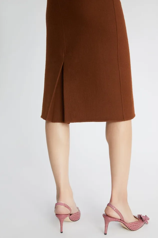 Women Skirts Ermanno Scervino Elegant Brown Wool Pencil Skirt 8211 Ermanno Scervino Brown