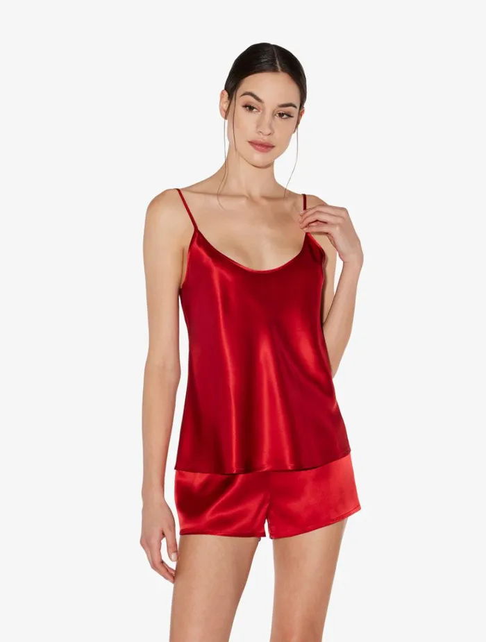 Women Sleep Shorts and Trousers La Perla Garnet Silk Pajama Shorts
