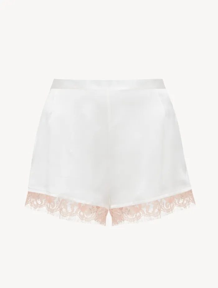 Women Sleep Shorts and Trousers La Perla Silk Shorts With Leavers Lace In White Women Sleep Shorts and Trousers La Perla Silk Shorts With Leavers Lace In White