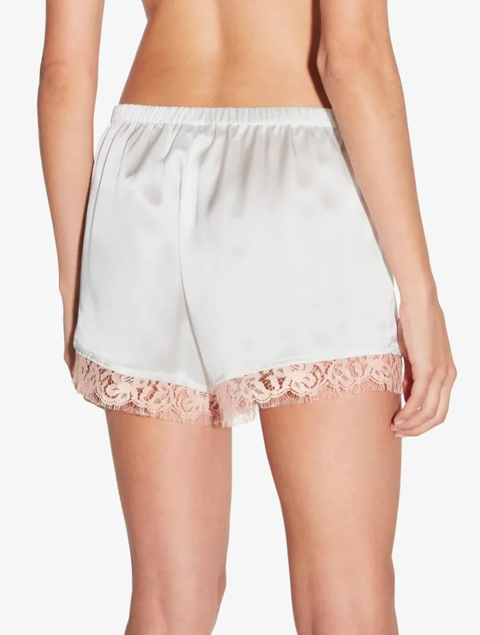 Women Sleep Shorts and Trousers La Perla Silk Shorts With Leavers Lace In White