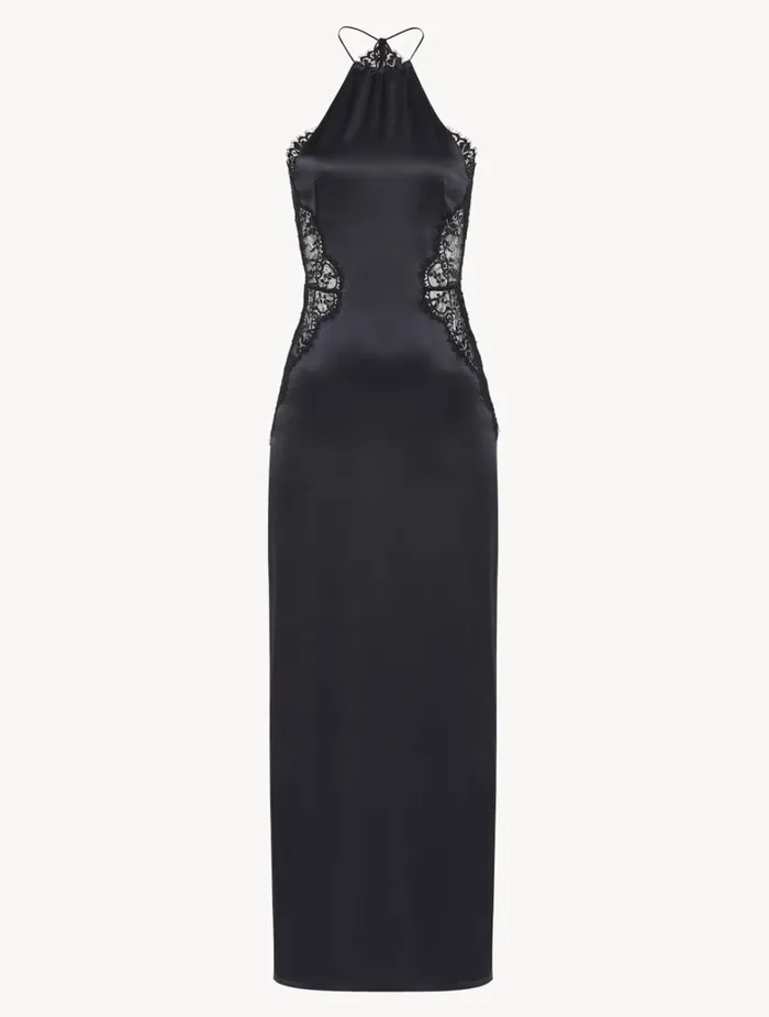 Women Slips and Dresses La Perla Black Silk Halterneck Nightdress With Leavers Lace Trim Women Slips and Dresses La Perla Black Silk Halterneck Nightdress With Leavers Lace Trim