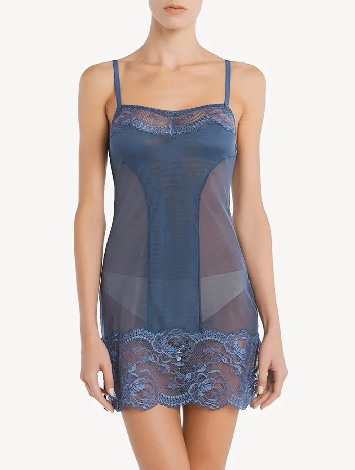 Women Slips and Dresses La Perla Dark Blue Lace Slip