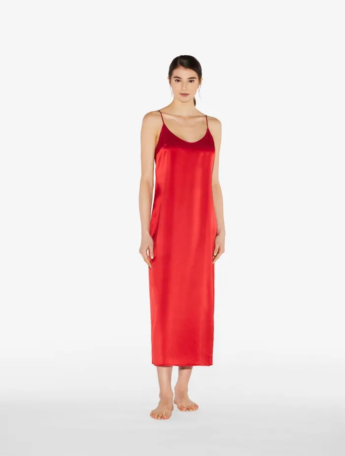 Women Slips and Dresses La Perla Silk Long Nightdress In Garnet