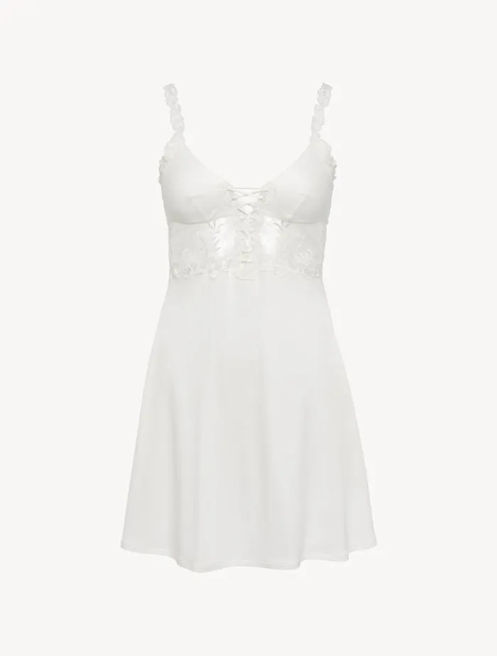 Women Slips and Dresses La Perla Slip Dress In Offwhite Modal With Embroidered Tulle Women Slips and Dresses La Perla Slip Dress In Offwhite Modal With Embroidered Tulle