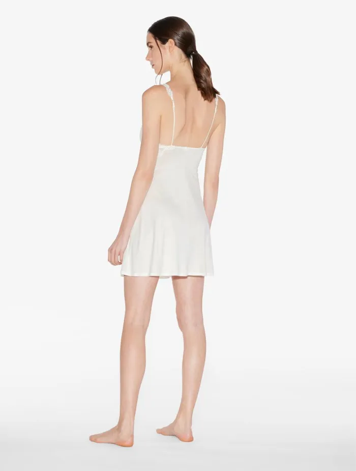 Women Slips and Dresses La Perla Slip Dress In Offwhite Modal With Embroidered Tulle