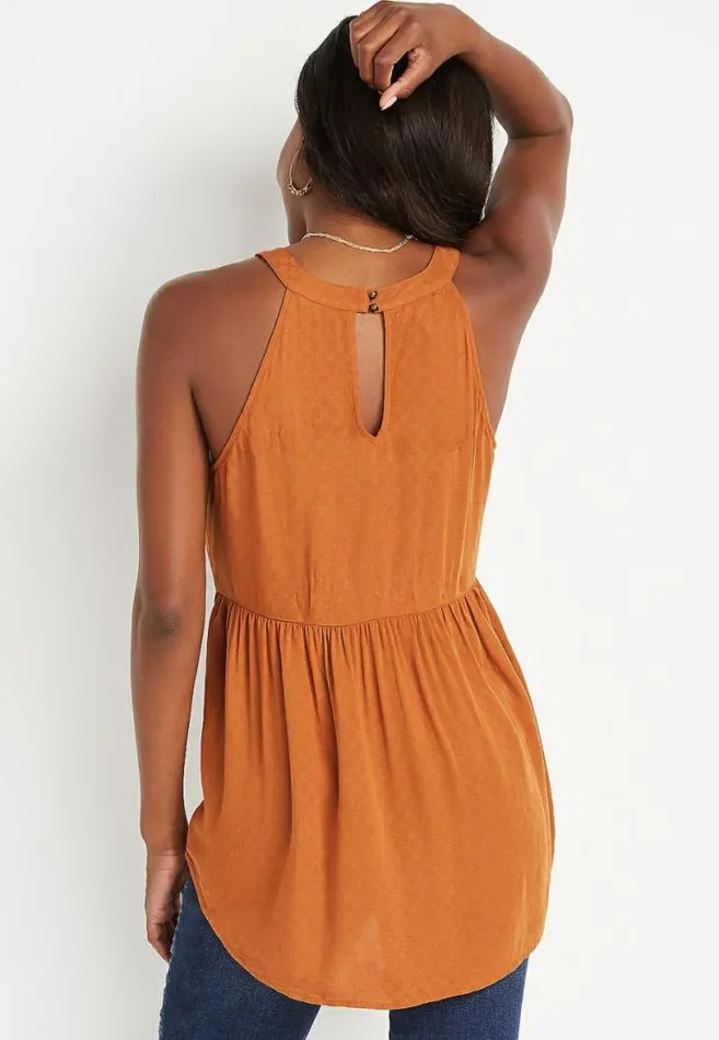 Women Solid Halter Neck Babydoll Tank Top Maurices Tops