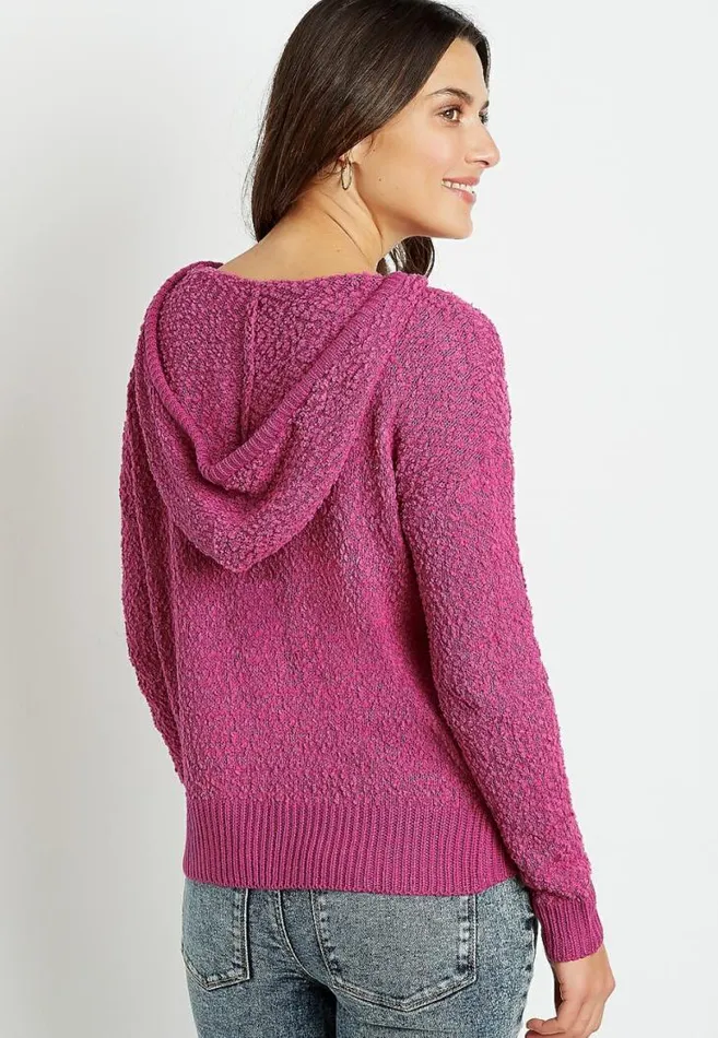 Women Solid Hooded Pullover Sweater Maurices Tops