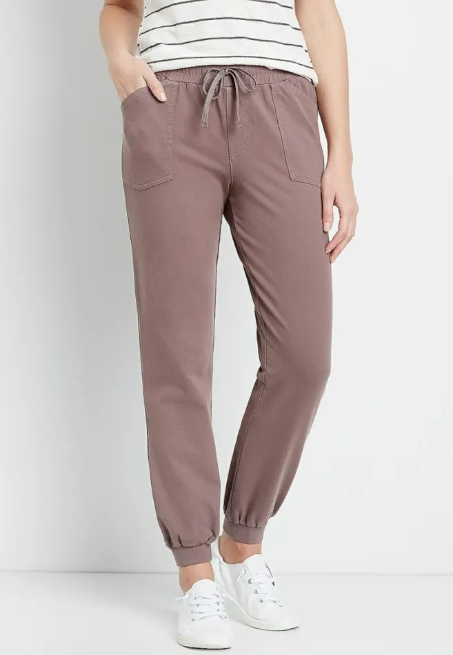 Women Solid Knit Twill Jogger Pant Maurices Bottoms