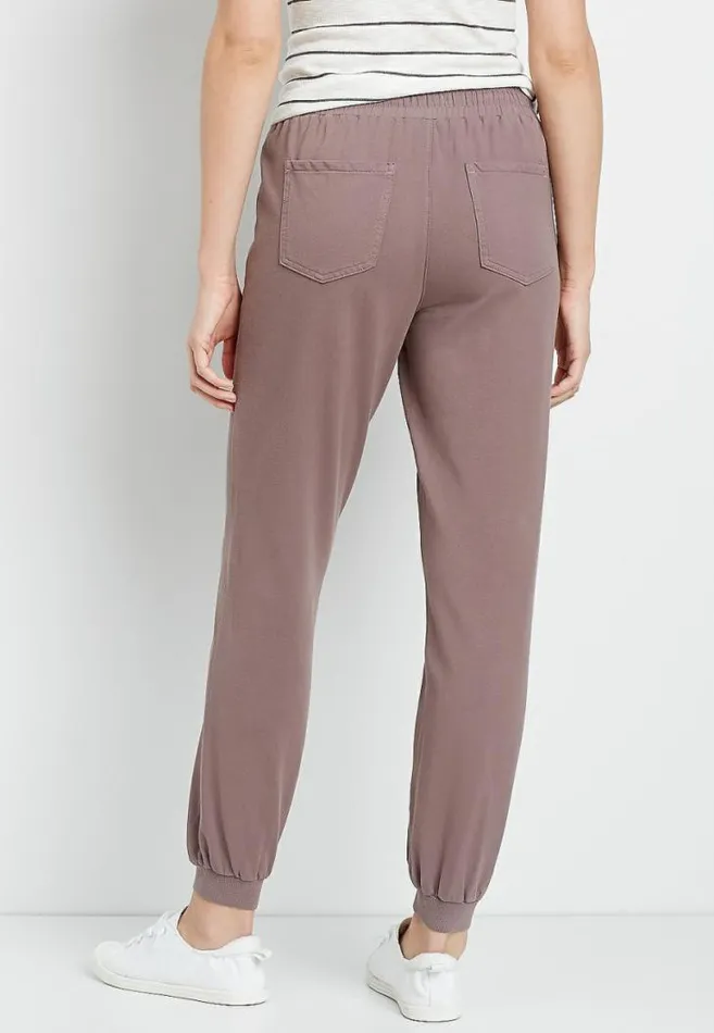 Women Solid Knit Twill Jogger Pant Maurices Bottoms