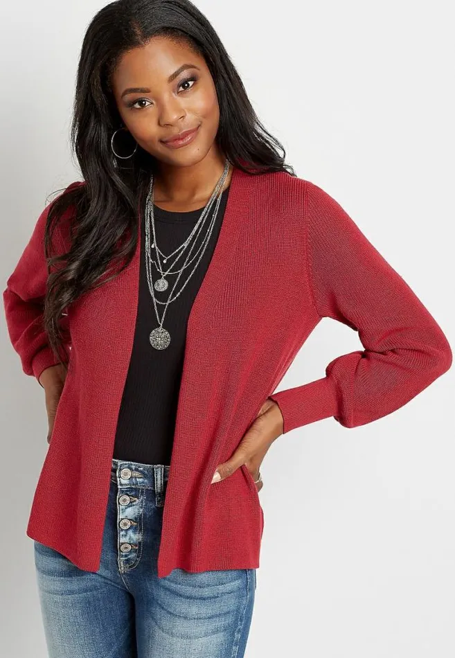 Women Solid Open Front Cardigan Maurices Tops