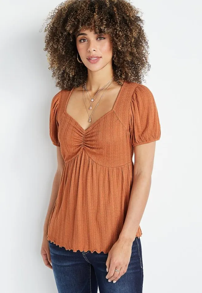 Women Solid Sweetheart Neck Top Maurices Tops