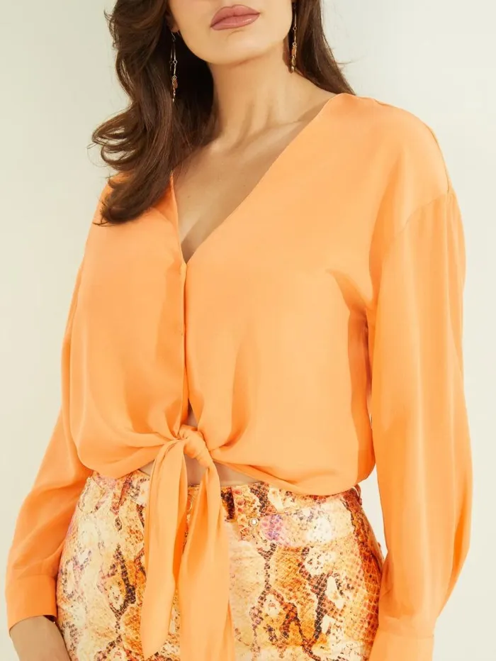 Women Sonora Silk Blouse Orange Candy Marciano Tops And Sweaters