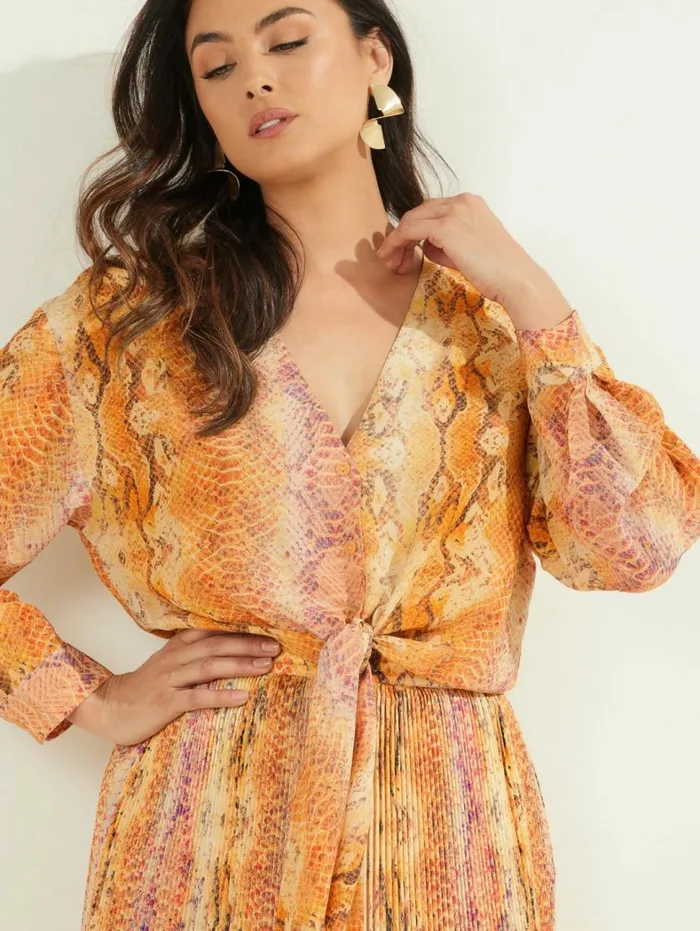 Women Sonora Silk TieFront Blouse Sonora Skin Marciano Tops And Sweaters