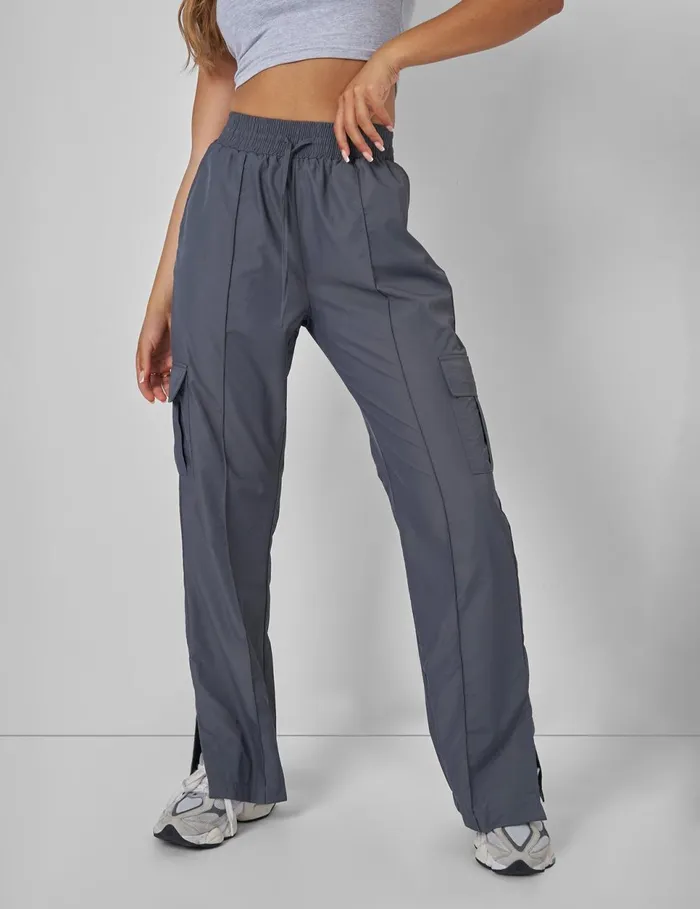 Women Split Hem Cargo Trousers Grey Kaiia Grey Public Desire Trousers