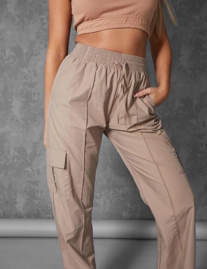 Women Split Hem Cargo Trousers Stone Kaiia Neutral Public Desire Trousers
