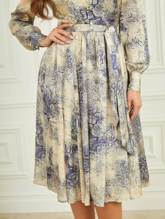 Women Spring Snakeskin Satin Dress Spring Skin Print Marciano Dresses Women Spring Snakeskin Satin Dress Spring Skin Print Marciano Dresses