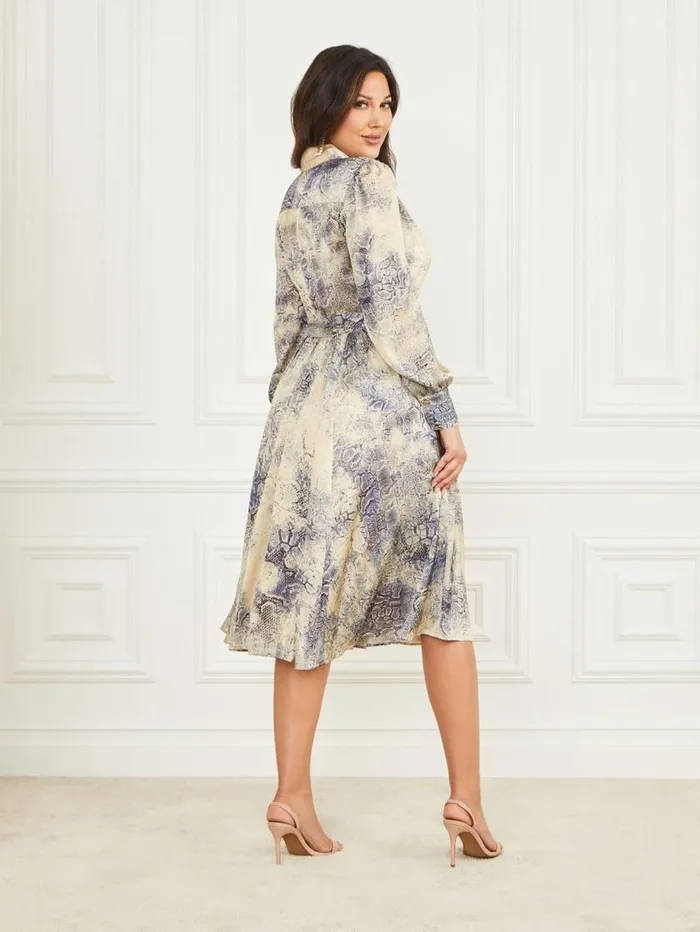 Women Spring Snakeskin Satin Dress Spring Skin Print Marciano Dresses Women Spring Snakeskin Satin Dress Spring Skin Print Marciano Dresses
