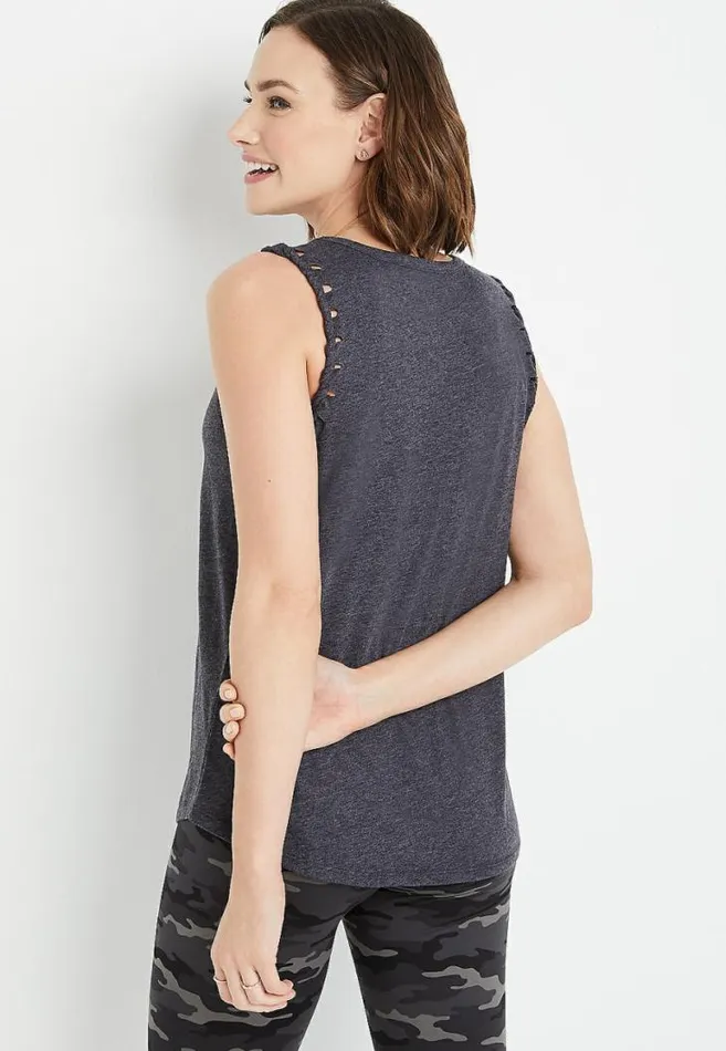 Women Stay Golden Braided Arm Graphic Tank Top Maurices Tops