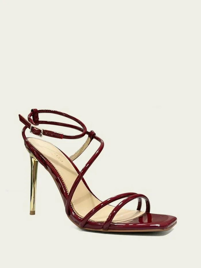 Women Strappy Cord Heeled Sandal Dark Jam Red Marciano Shoes