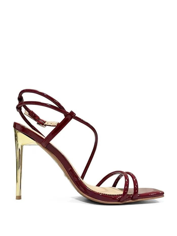 Women Strappy Cord Heeled Sandal Dark Jam Red Marciano Shoes Women Strappy Cord Heeled Sandal Dark Jam Red Marciano Shoes
