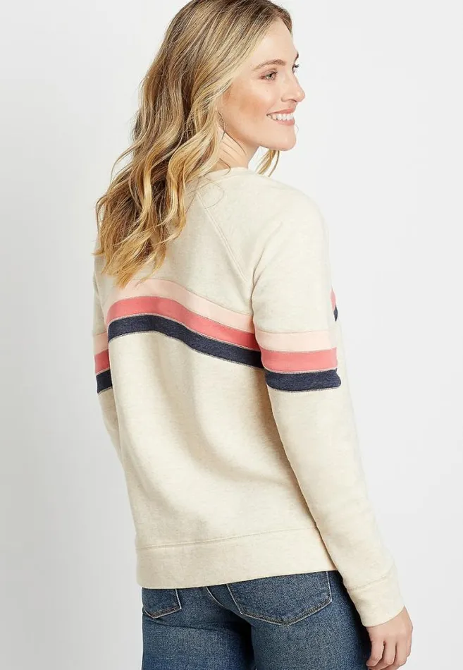 Women Stripe Crew Neck Sweatshirt Maurices Tops