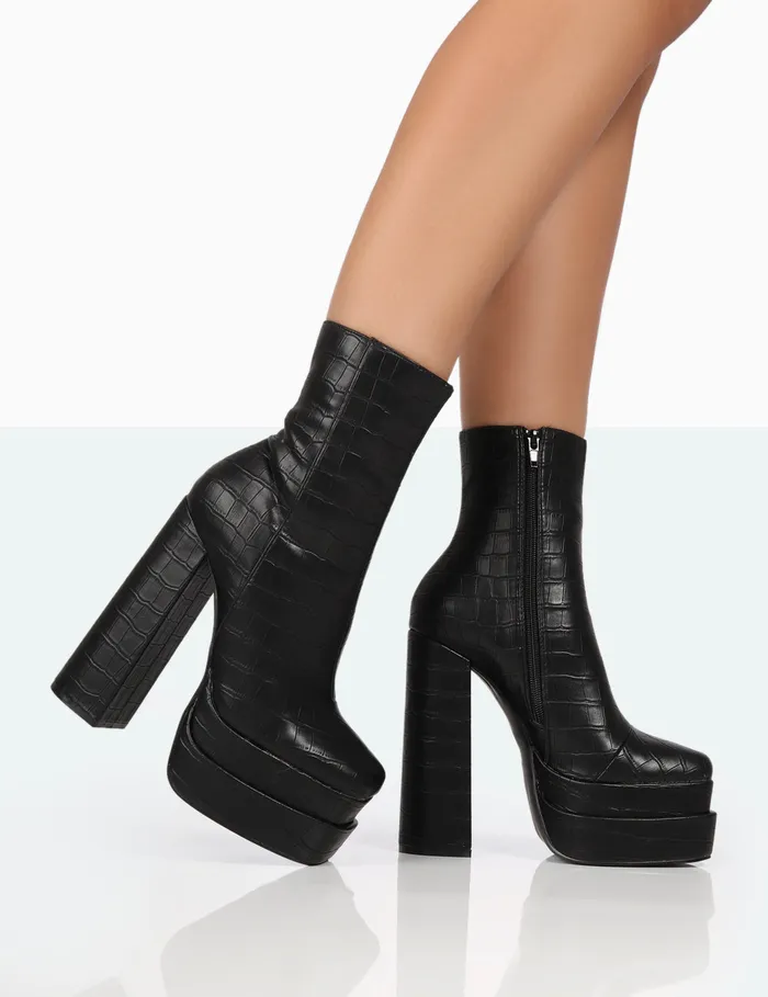 Women Supine Black Croc Chunky Platform Ankle Boots Black Public Desire Ankle Boots Women Supine Black Croc Chunky Platform Ankle Boots Black Public Desire Ankle Boots