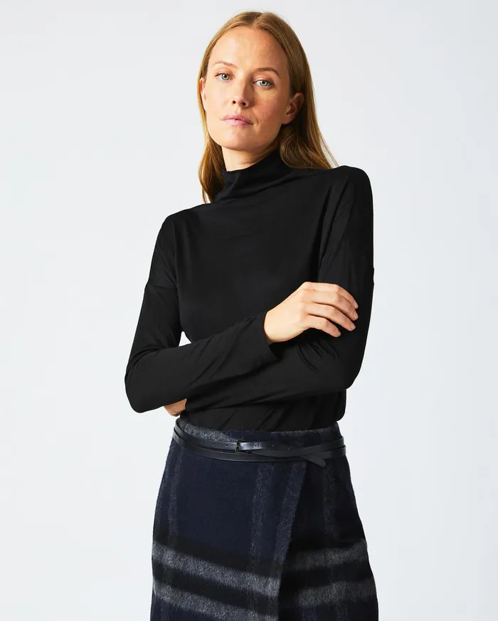 Women Sweaters and Knits Billy Reid Funnel Neck Knit Black