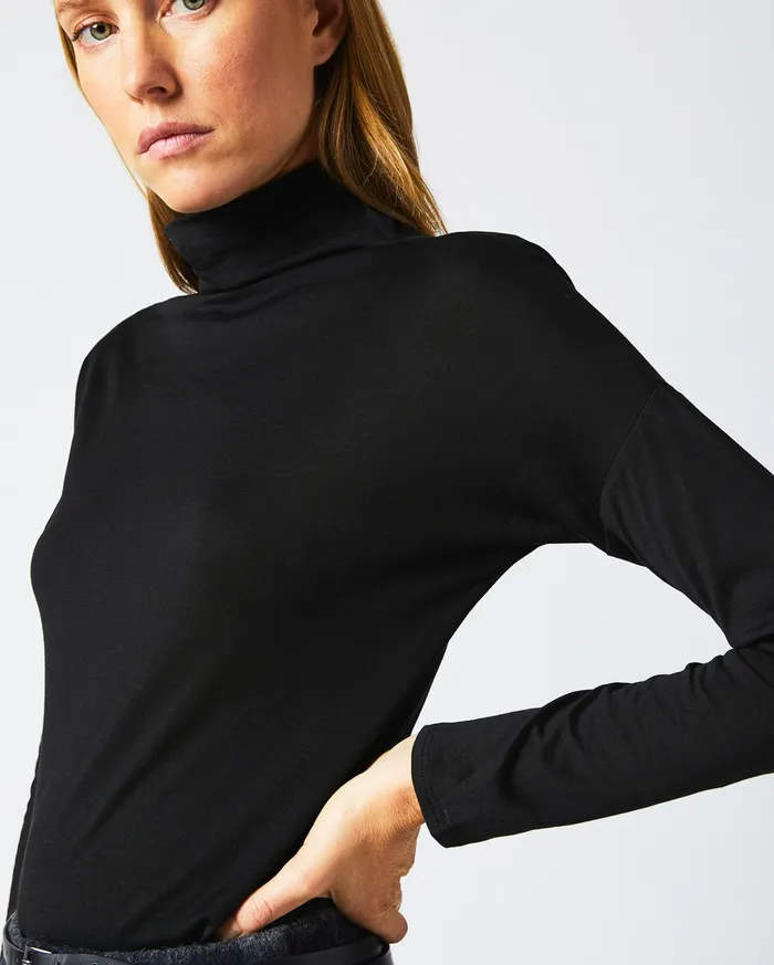 Women Sweaters and Knits Billy Reid Funnel Neck Knit Black