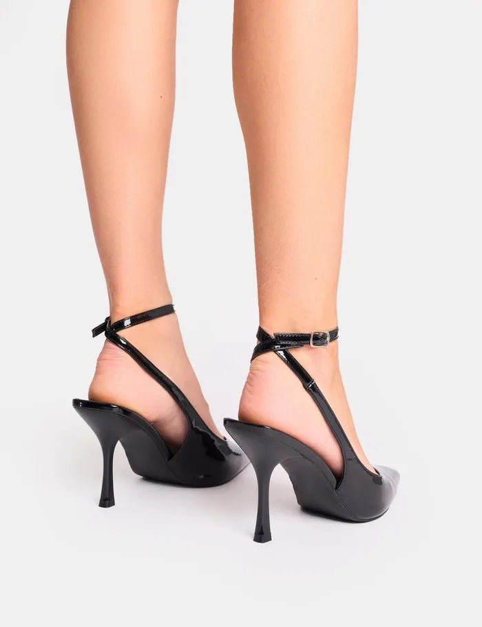 Women Sweet Talk Black Ankle Strap Court Heels Black Public Desire Court Heels
