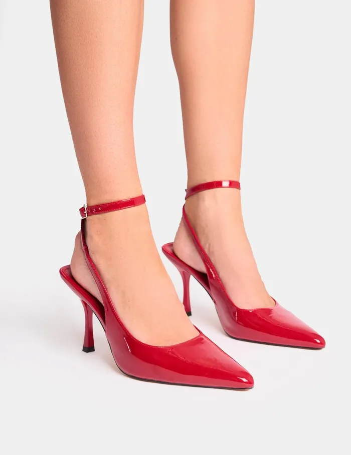 Women Sweet Talk Red Ankle Strap Court Heels Red Public Desire Court Heels