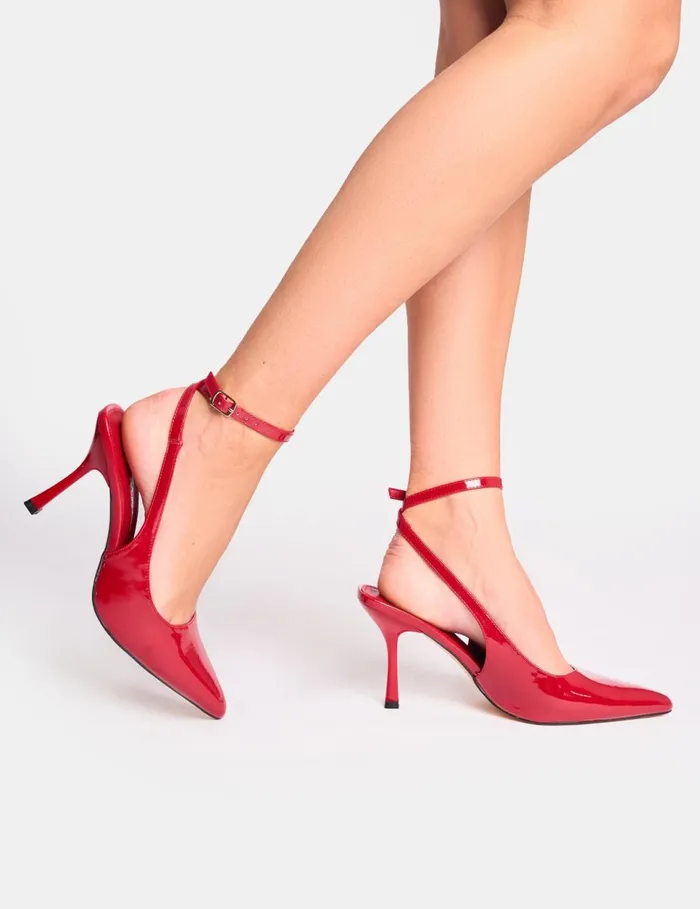 Women Sweet Talk Red Ankle Strap Court Heels Red Public Desire Court Heels