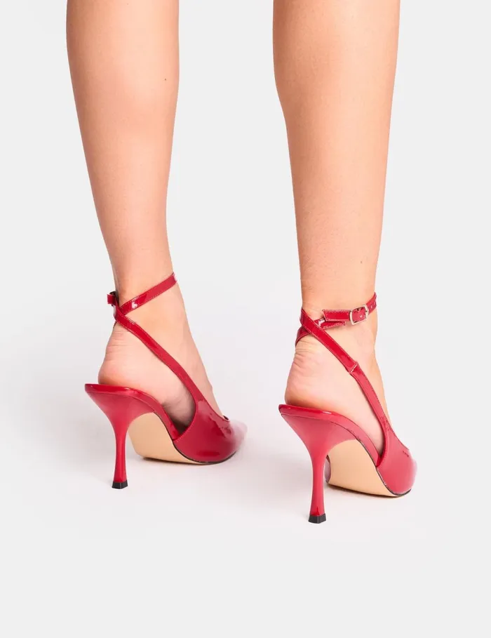 Women Sweet Talk Red Ankle Strap Court Heels Red Public Desire Court Heels