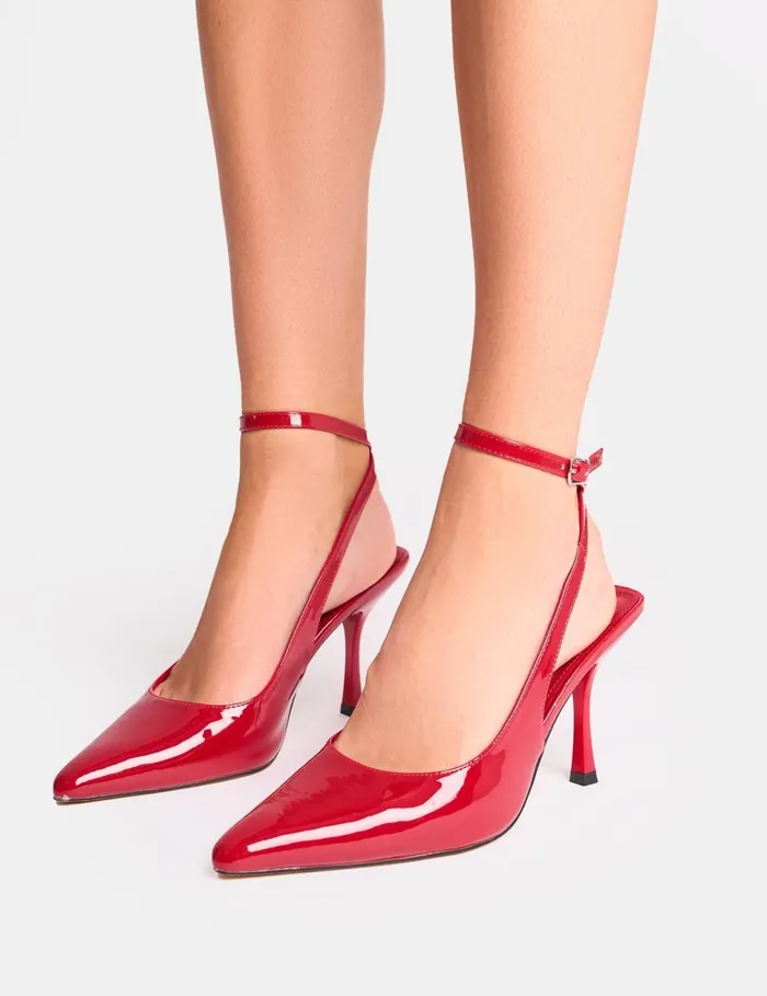 Women Sweet Talk Red Ankle Strap Court Heels Red Public Desire Court Heels