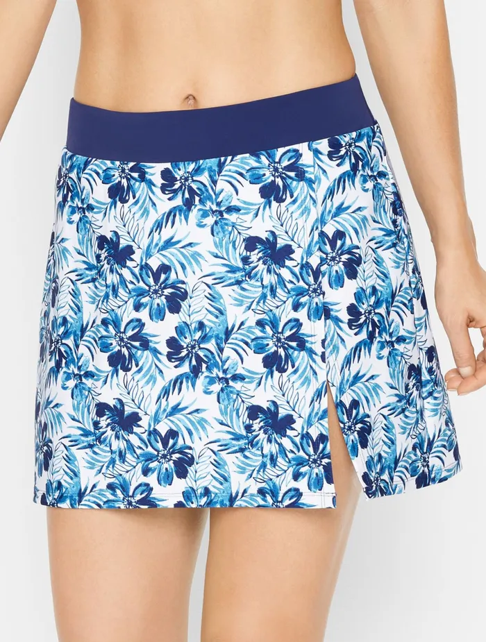 Women Swim Separates Talbots Cabana Life Side Slit Skirt India Ink Multi