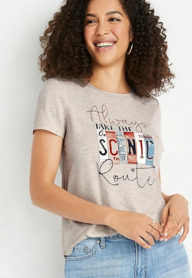 Women Take The Scenic Route Graphic Tee Maurices Tops