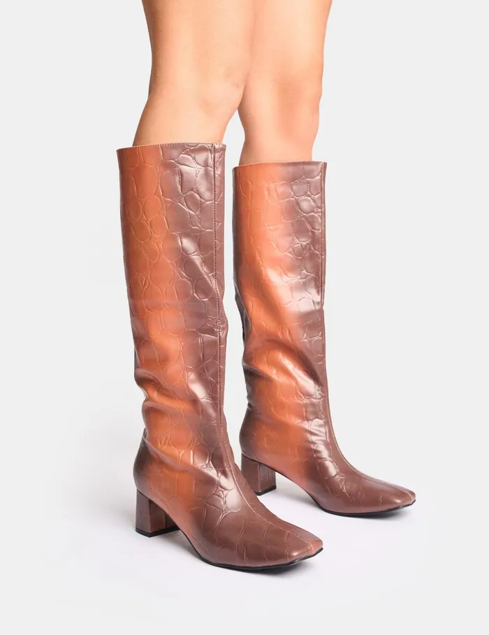 Women Tamira Brown Ombre Block Heel Knee High Boots Brown Public Desire Long Boots Women Tamira Brown Ombre Block Heel Knee High Boots Brown Public Desire Long Boots