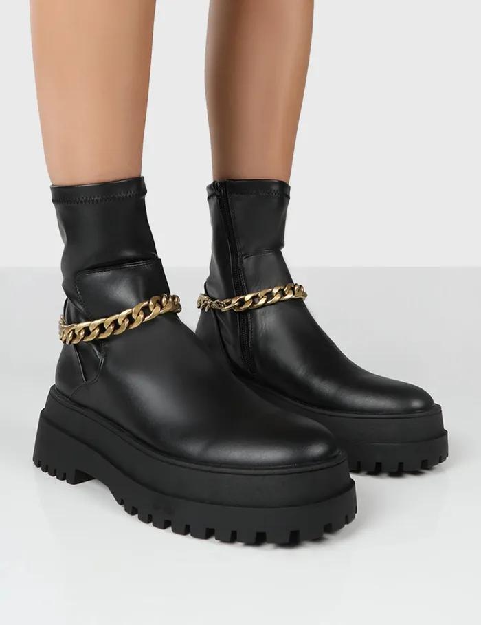 Women Tessa Black Chunky Chain Detail Ankle Boots Black Public Desire Ankle Boots Women Tessa Black Chunky Chain Detail Ankle Boots Black Public Desire Ankle Boots