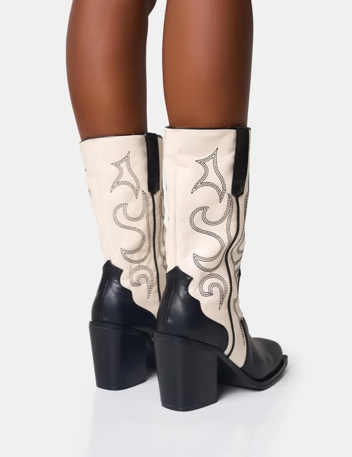Women Texas Wide Fit Western Ankle Boots Monochrome Public Desire Ankle Boots
