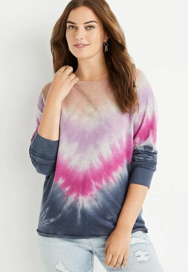 Women Tie Dye Crew Neck Sweatshirt Maurices Tops