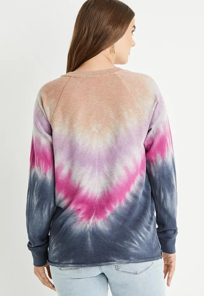 Women Tie Dye Crew Neck Sweatshirt Maurices Tops