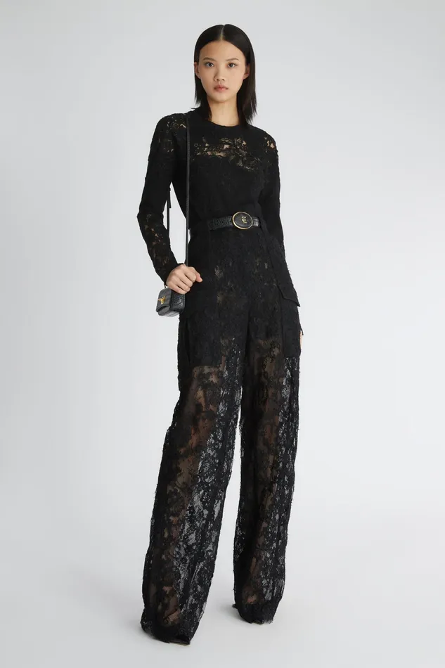 Women Tops and Shirts Ermanno Scervino Cotton Long Sleeve Top With Lace Total Black 8211 Ermanno Scervino Black